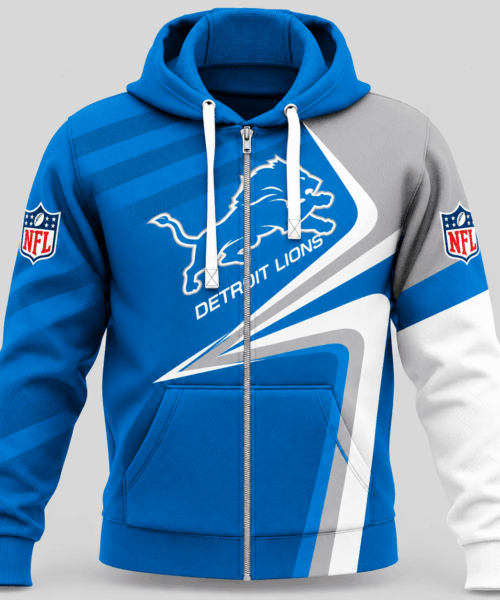 Detroit Lions NFL Swoosh Wave Zip Hoodie