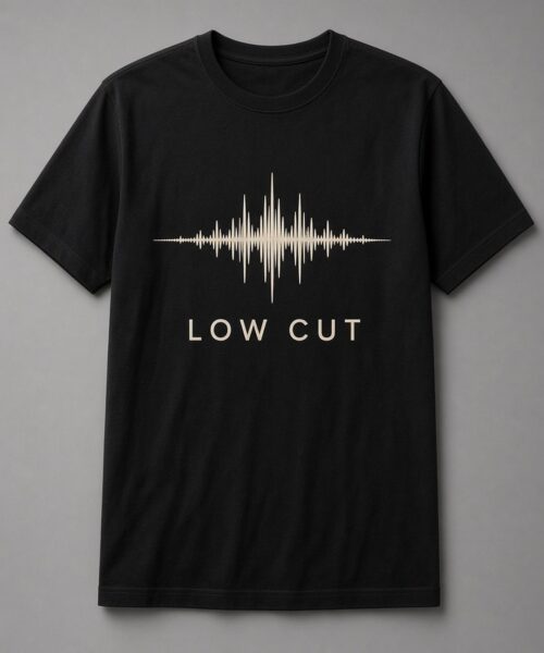 Low Cut Sound Wave unisex t-shirt in black with sharp audio waveform