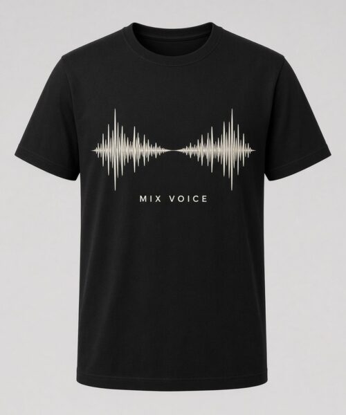 Mix Voice Sound Wave unisex t-shirt in black with two sound waves blending in the middle
